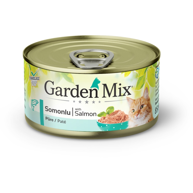 Gardenmix%20Kıyılmış%20Somonlu%20Tahılsız%20Konserve%20Kedi%20Maması%2085g