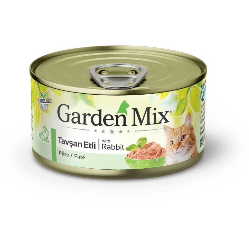 Gardenmix%20Kıyılmış%20Tavşanetli%20Tahılsız%20Konserve%20Kedi%20Maması%2085g