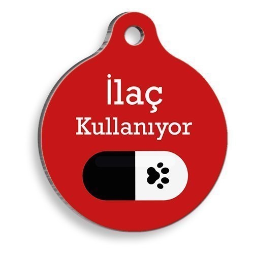 İlaç%20Kullanıyorum%20Siyah%20Hap%20Yuvarlak%20Kedi%20ve%20Köpek%20Künyesi