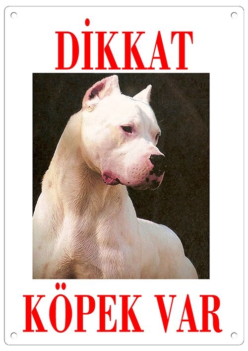 Dikkat%20Köpek%20Var%20Uyarı%20Levhası%20(Renkli%20Dogo%20Argentino)