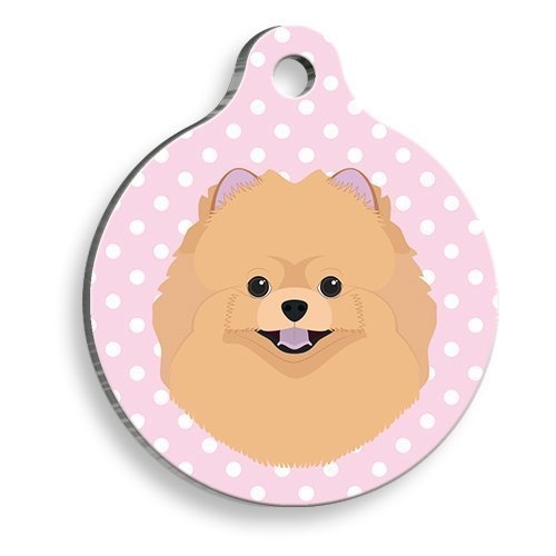 Pembe%20Puantiyeli%20Pomeranian%20Yuvarlak%20Köpek%20Künyesi