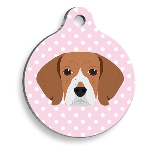 Pembe%20Puantiyeli%20Beagle%20Yuvarlak%20Köpek%20Künyesi