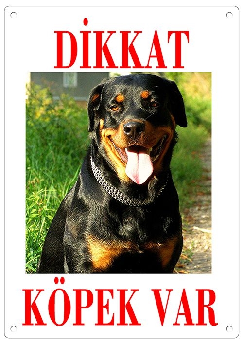 Dikkat%20Köpek%20Var%20Uyarı%20Levhası%20(Renkli%20Rottweiler)