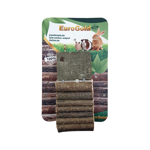 EuroGold%20Doğal%20Ahşap%20Kemirgen%20Merdiveni%20Tek%20Platformlu%207x30cm