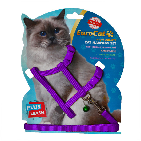 EuroCat%20Kedi%20Göğüs%20Tasması%20Mor