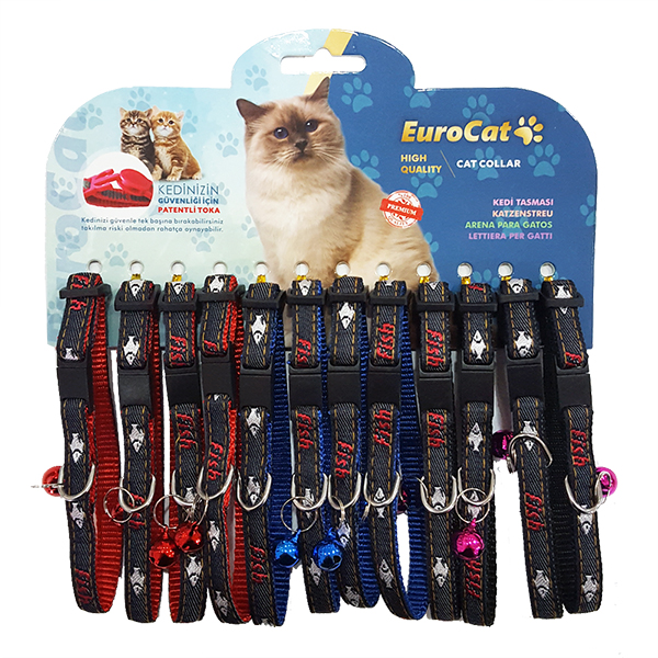 EuroCat%20Balık%20Desenli%20Çıngıraklı%20Kedi%20Boyun%20Tasması%2012’li