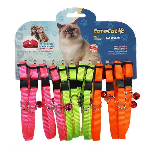 EuroCat%20Renkli%20Çıngıraklı%20Kedi%20Boyun%20Tasması%2012’lü