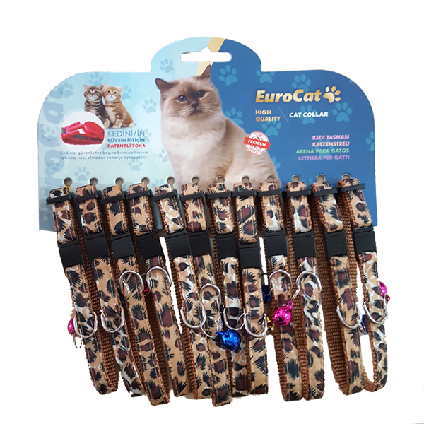 EuroCat%20Leopar%20Desenli%20Çıngıraklı%20Kedi%20Boyun%20Tasması%2012’lü