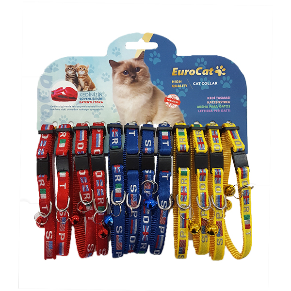 EuroCat%20Bayrak%20Desenli%20Çıngıraklı%20Kedi%20Boyun%20Tasması%2012’li