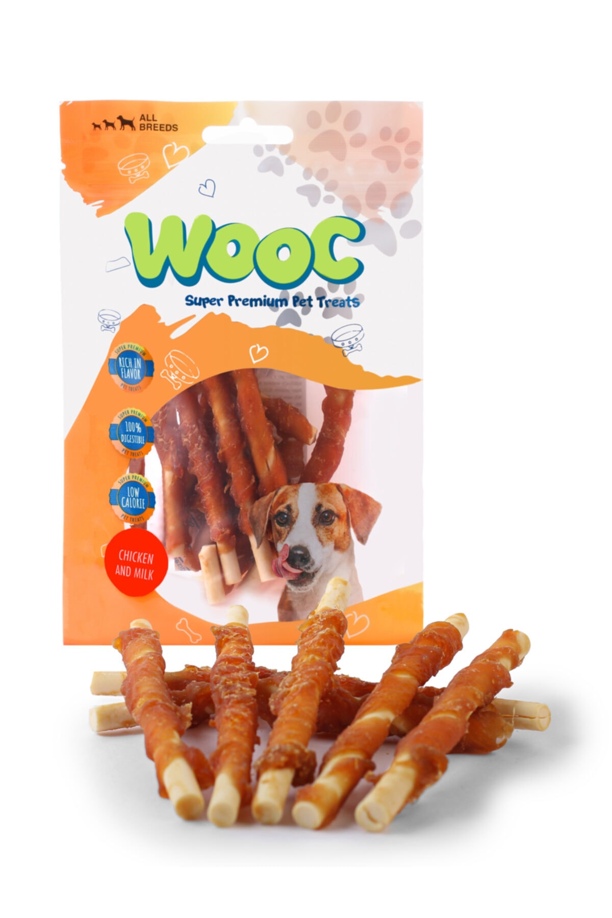 Wooc%20Dog%20Tavuk%20Sargılı%20Sütlü%20Stick%20Köpek%20Ödül%20Maması%2080%20gr