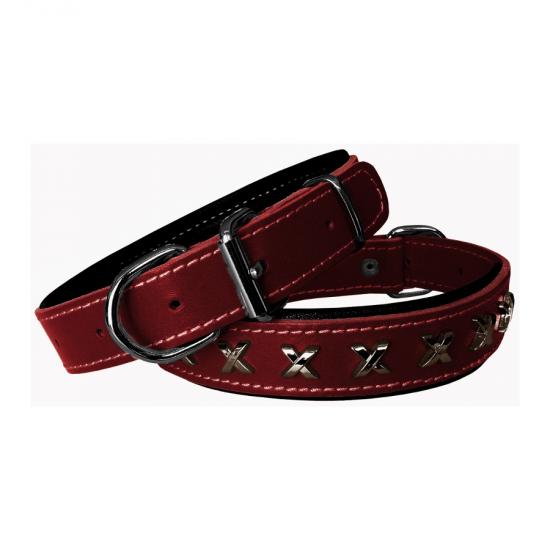 Markapet Deri Metal İşlemeli Köpek Boyun Tasması 3 x 42 - 56 cm Bordo