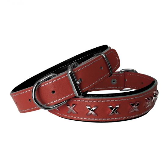 Markapet Deri Metal İşlemeli Köpek Boyun Tasması 3 x 42 - 56 cm Kiremit