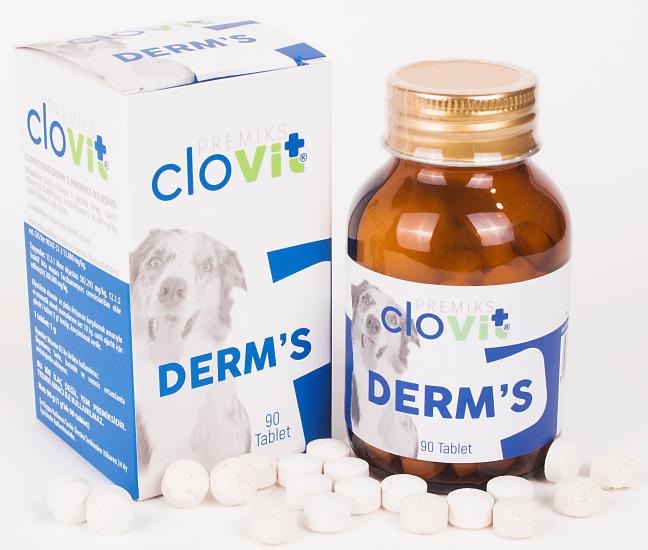 Clovit Dog Derm’s deri ve tüyler için çinko d-biotin takviyesidir