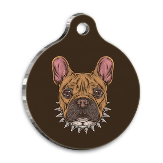 İllüstrasyon French Bulldog Yuvarlak Köpek Künyesi