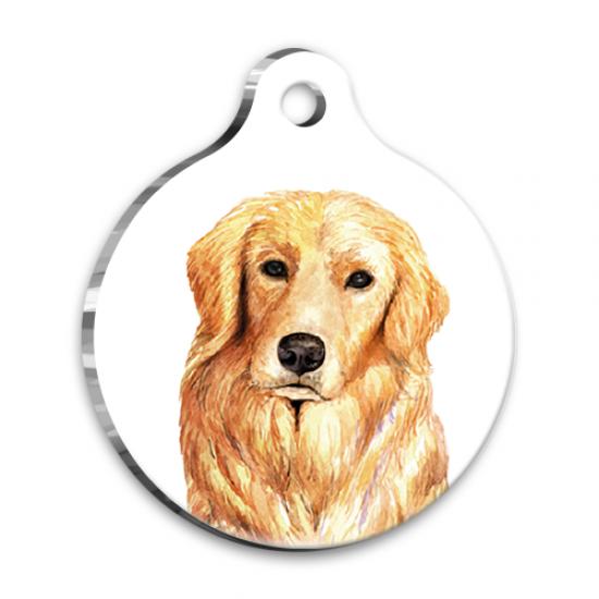 Suluboya Golden Retriever Yuvarlak Köpek Künyesi