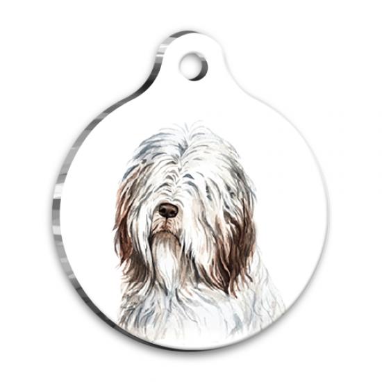 Suluboya Bearded Collie Yuvarlak Köpek Künyesi