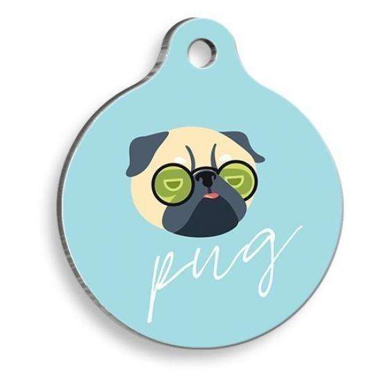 Cool Pug Yuvarlak Köpek Künyesi