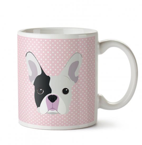 Pembe Puantiyeli Boston Terrier Tasarım Kupa