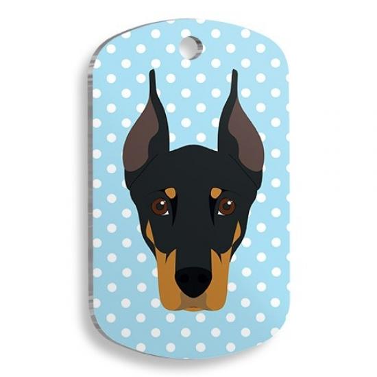 Mavi Puantiyeli Doberman Pinscher Asker Kedi ve Köpek Künyesi