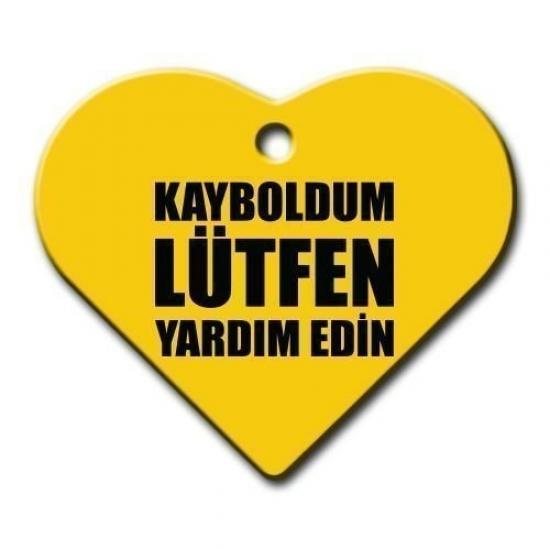 Kayboldum Lütfen Yardım Edin Geniş Kalp Kedi Köpek Künyesi