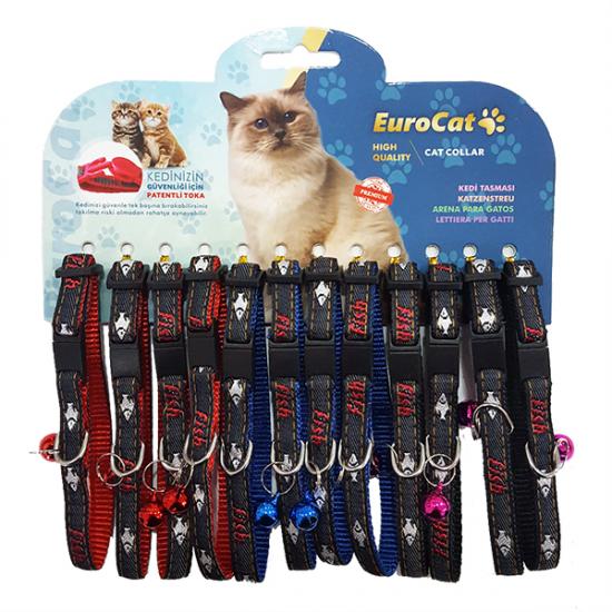 EuroCat Balık Desenli Çıngıraklı Kedi Boyun Tasması 12’li