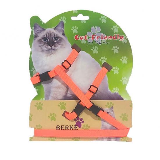 Kedi Göğüs Bel Tasması Dokuma 22/36 cm Turuncu