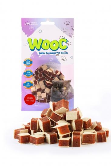 Wooc Chicken Liver & Fish Doğal Et Kedi Ödül Maması 40 gr